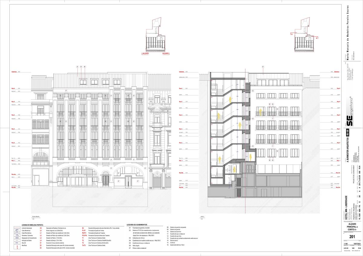 Alzado principal y corte técnico · A. Burmester Arquitectos